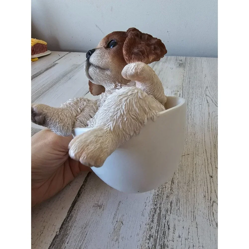 Realistic Springer dog spaniel mini statue teacup mug figurine puppy unique cute